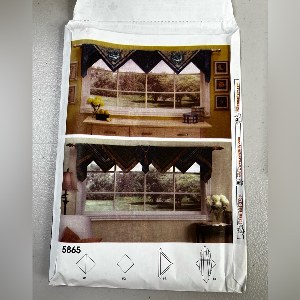 Simplicity 5865 window treatment sewing pattern-NEW-UNCUT inc Spanish info - Picture 2 of 4